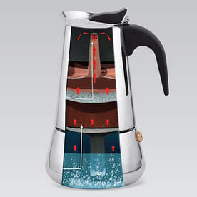 Кавоварка гейзерна еспрессо мокко 300 мл з нержавіючої сталі Для приготування 6 чашок кави