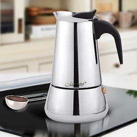 Кавоварка гейзерна еспрессо мокко 100 мл з нержавіючої сталі Для приготування 2 чашок кави