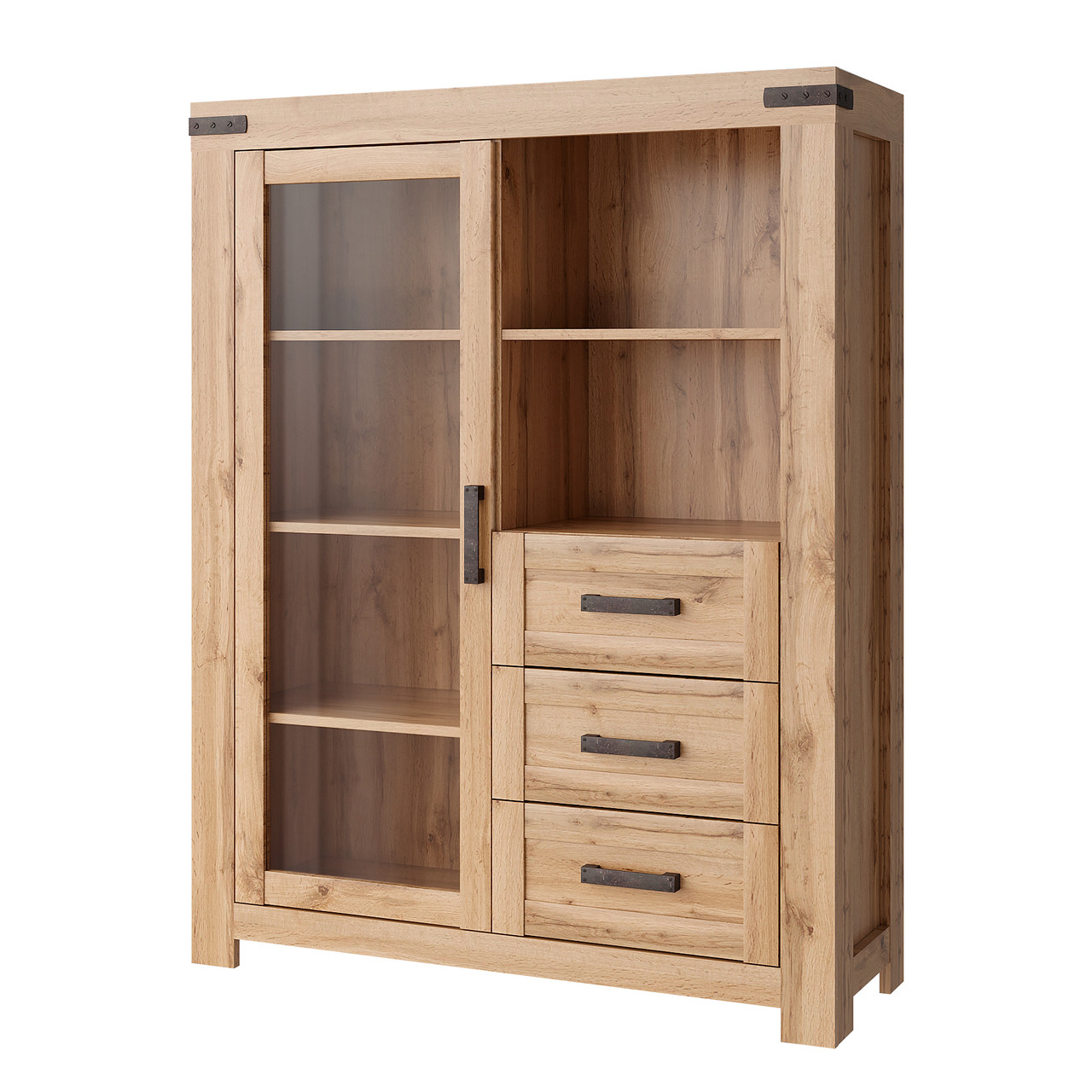 Низька вітрина з шухлядами під посуд для вітальні залу в сучасному стилі ДСП Мортіз Мебель Сервіс дуб вотан, фото 1