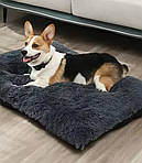 М'яка Велика Лежанка Для Собак і Кішок 80 см Пухнастий Теплий Лежак Ліжко Для Домашніх Тварин Графіт, фото 2