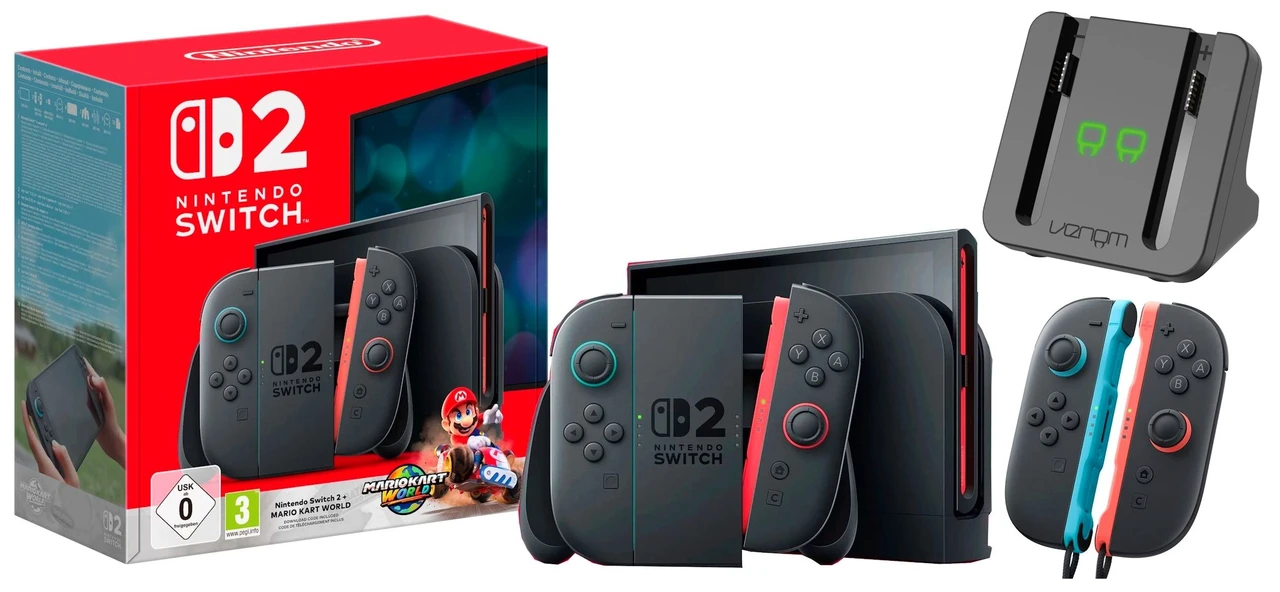 Приставка (консоль) Nintendo Switch 2 + Mario Kart World + Joy-Con 2 Pair + Venom VS4932 , Гарантія, фото 1