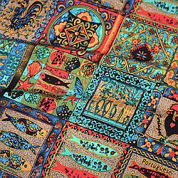 Тканина 100% віскоза LuxFabric 153 г/м² 1,45 м 1 м принт Retro design