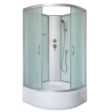 Душовий бокс KO&PO 6021 90х90х195 см без даху на глибокому піддоні сатин скло матове, фото 1