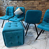 М'який стілець GARDA зі спинкою із блакитного велюру топ на металевому чорному каркасі, фото 6