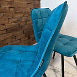 М'який стілець GARDA зі спинкою із блакитного велюру топ на металевому чорному каркасі, фото 7