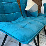 М'який стілець GARDA зі спинкою із блакитного велюру топ на металевому чорному каркасі, фото 2