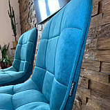 М'який стілець GARDA зі спинкою із блакитного велюру топ на металевому чорному каркасі, фото 4