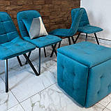 М'який стілець GARDA зі спинкою із блакитного велюру топ на металевому чорному каркасі, фото 9