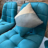 М'який стілець GARDA зі спинкою із блакитного велюру топ на металевому чорному каркасі, фото 3