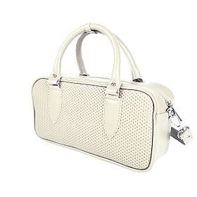 Сумка жіноча "Бріджит" натуральна шкіра, колір слонова кістка , тиснення плетінка