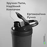 Шейкер спортивний SmartShake металевий Reforce Stainless Steel 30oz/900ml Gray, фото 10