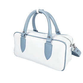 Сумка жіноча "Бріджит" натуральна шкіра, колір біла/блакитна