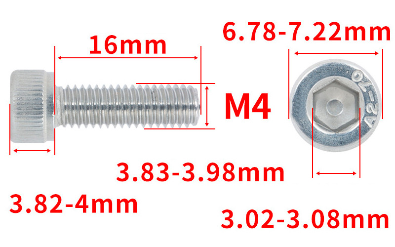 Гвинт із шестигранною головкою DIN912 M4*16 Болт із циліндричною головкою та внутрішнім шестигранником, фото 1