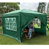 Садовий павільйон 3×3м з вікнами та входом на блискавки, 4 стінки, каркасний намет