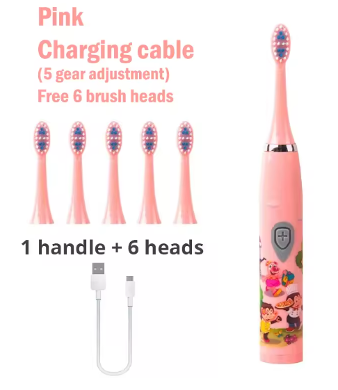 Звукова дитяча електрична зубна щітка -6 насадок таймер - електрощітка зубна