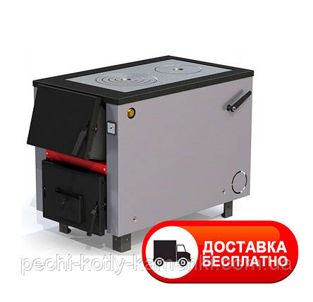 Твердопаливний котел із двома конфорками 4 мм ProTech ТТП-25с D Luxe ПБ Тайга, фото 1