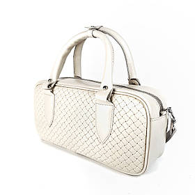 Сумка жіноча "Бріджит" натуральна шкіра, колір слонова кістка , тиснення вінето