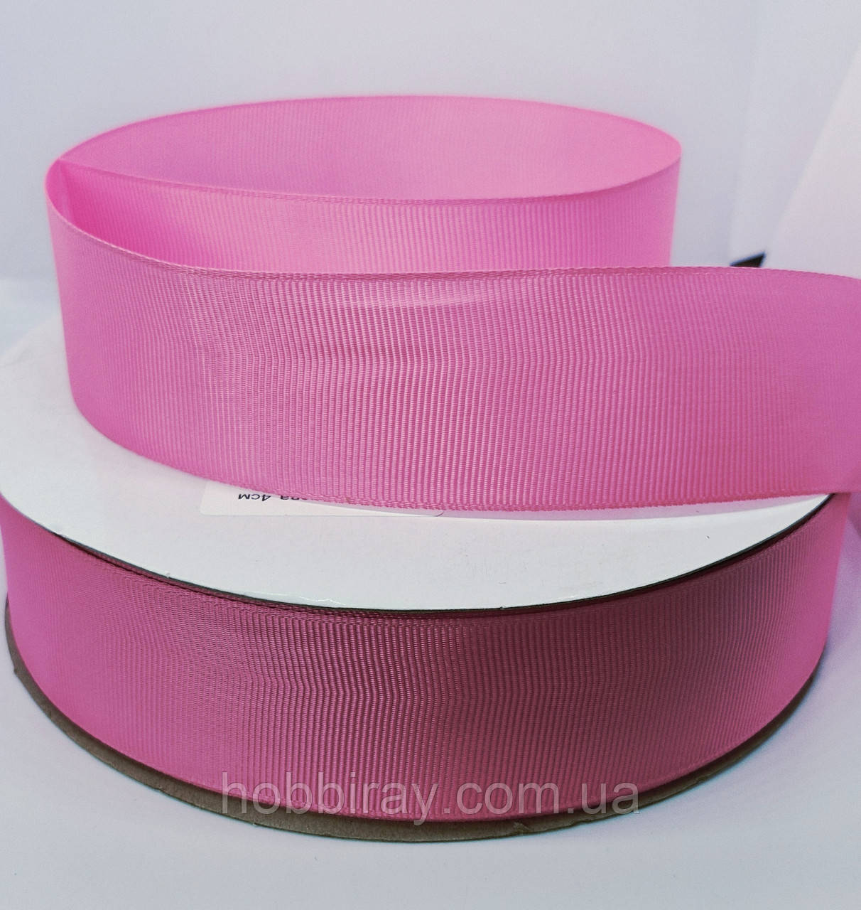 Стрічка репсова. Ширина 4 см. 1 м. Колір наситченний рожевий., фото 1