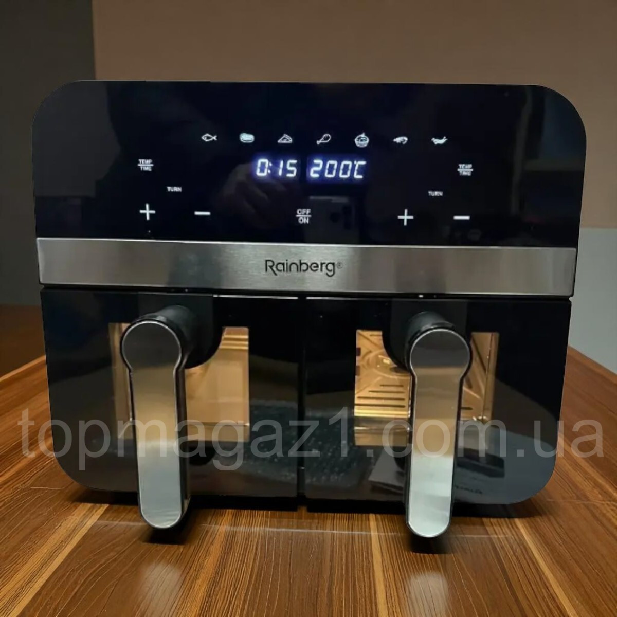 Фритюрниця мультипіч 13 л Rainberg 4200 Вт з 2 антипригарними чашами і таймером без додавання олії, фото 1