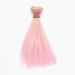Волосся для ляльок Омбре пряме 15 см 1 шт. Пудрово-рожевий (№ 11)