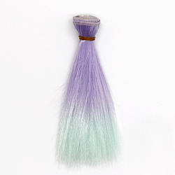 Волосся для ляльок Омбре пряме 15 см 1 шт. Лавандово-бірюзовий (№ 16)