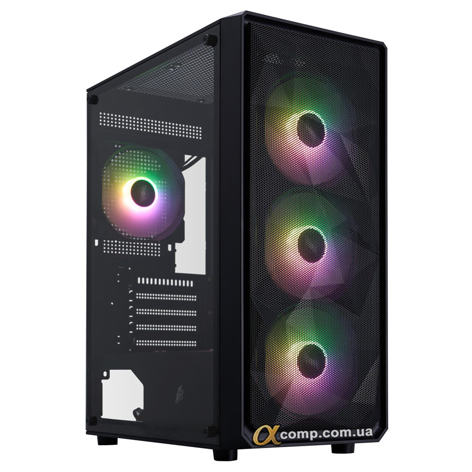 Корпус 1stPlayer FD3-M-BK-4F7 Black без БЖ