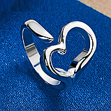 Жіноче кільце у формі серця з серцем регульоване Тіффані стер. ср., фото 3