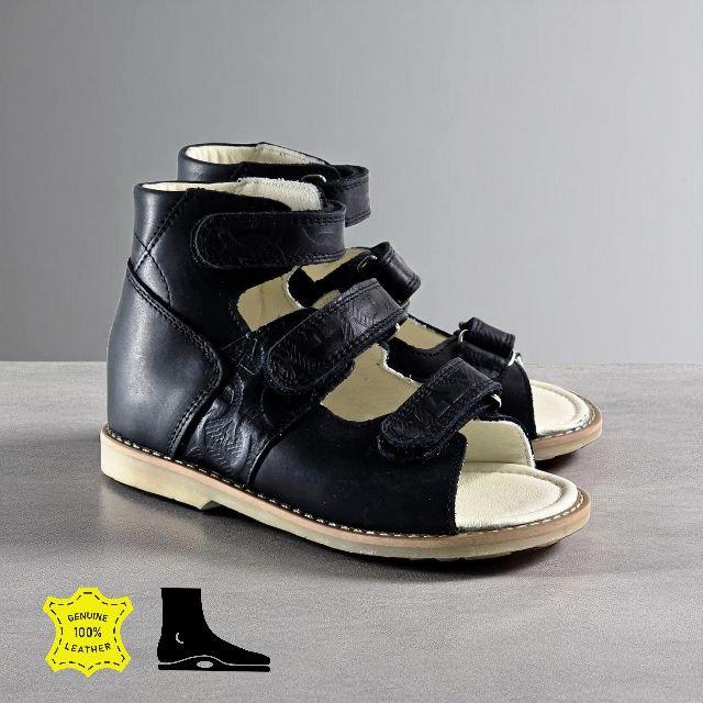 Високі шкіряні ортопедичні босоніжки на хлопчика на липучках 32 розмір, фото 1