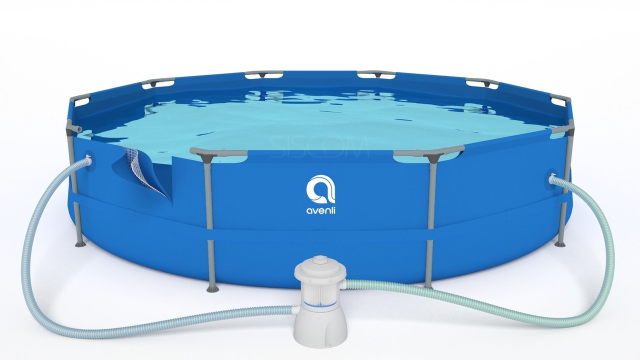 Круглий каркасний басейн для дорослих і дітей Avenli 360 x 76 см для дому та саду із фільтром об'ємом на 6125 літрів