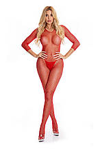 Еротичний бодістокінг Pink Lipstick Lingerie Risque Crotchless Bodystocking Red, M/L