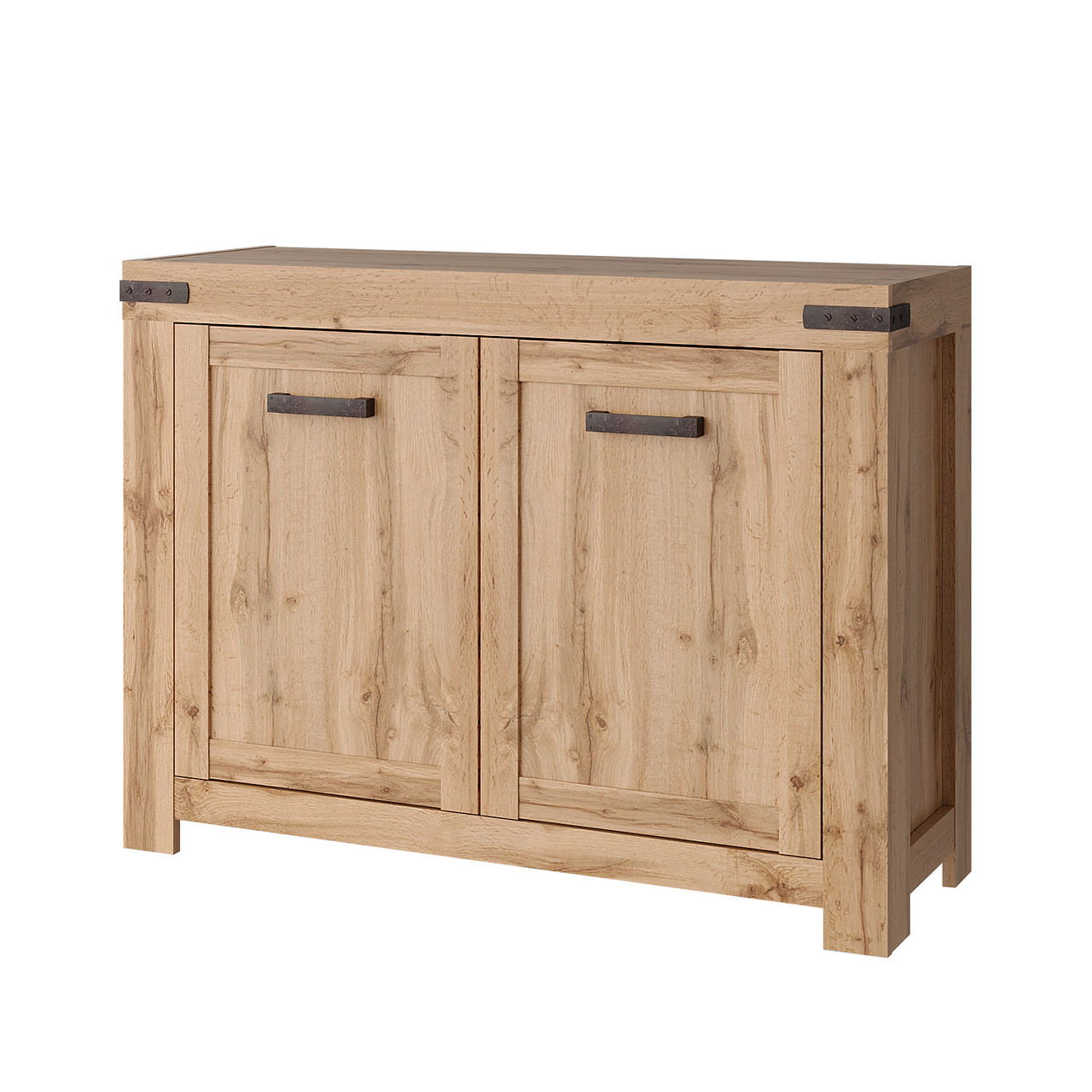 Стильний комод дводверний з полицями 114 см модерн у вітальню зал ЛДСП Мортіз Мебель Сервіс дуб вотан, фото 1