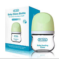 Стеклянная антиколиковая бутылочка для кормления новорожденных Dr. Isla 90 мл (Зеленая)