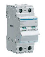 Вимикач навантаження Hager 2-полюсний 400В/63А SBN263 між сонячними панелями та інвертором