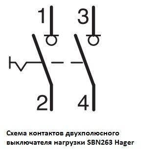 Вимикач навантаження Hager 2-полюсний 400В/63А SBN263 між сонячними панелями та інвертором, фото 2