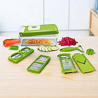 Овочерізка ручна багатофункціональна 10в1, з контейнером та насадками (Універсальна терка для овочів)