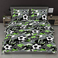 Дитячий полуторний комплект з 1 наволочкою, принт: Футбол неон