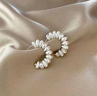 Сережки-півкільця з перлинами, сережки з перлинками, сережки з перлами, сережки з перлинами