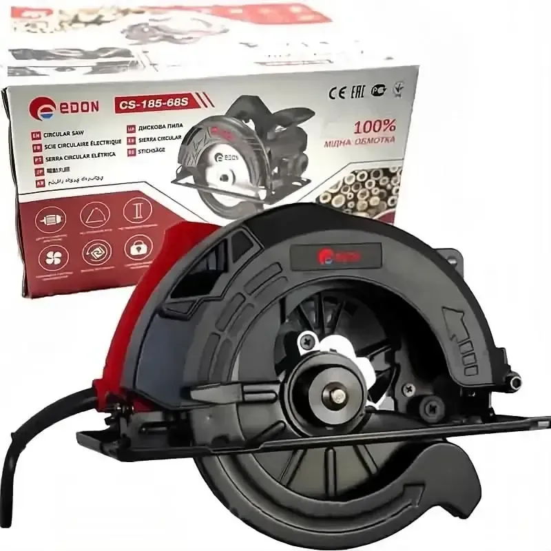 Дискова пила ручна Edon CS185-68S 1250 Вт 180 мм 5000 об/хв Компактна ручна дискова пила