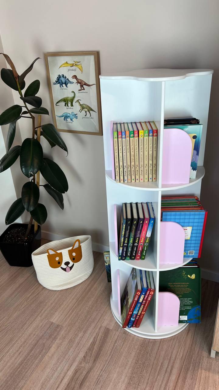 Обертова дитяча книжкова поличка з МДФ, фото 1