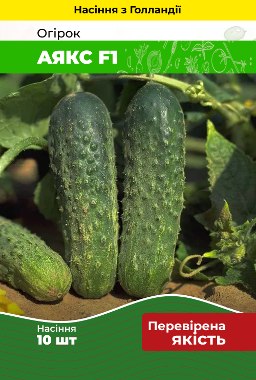Насіння Огірок Аякс F1 10 шт (Голландія) зіп-пакет