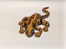 Кіт сфінкс рухома фігурка, шарнірна 3d іграшка антистрес 29см, золотисто-мідний