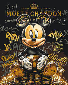 Картина за номерами Мікі Маус з фарбами металік 40*50 см Орігамі LW 3493