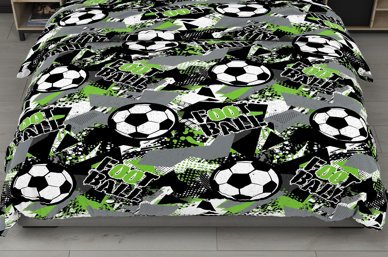 Підковдра полуторна 150х215, бязь Голд, принт: Футбол неон