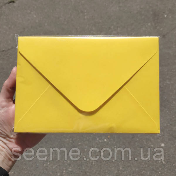 Конверт 205x140 мм, колір жовтий, КОМПЛЕКТ 11 шт.