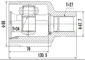 ШРКШ внутрішній Ssang Yong Kyron, Actyon, Rexton 2.0 2.3 2.7 (04-) (зовн:27/вн:34) TANGUN J32002