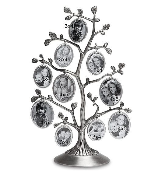 Фоторамка настільна металева "Сімейне дерево" на 10 фотографії висота 27 см, фото 1