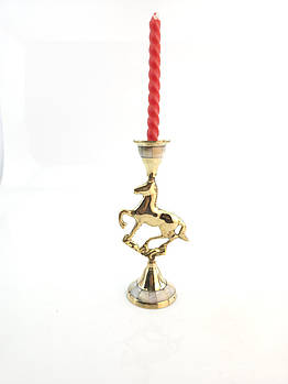 Підсвічник з латуні з конем та перламутровими вставками 17 см 24702