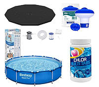 Басейн 3.05 х 76 + фільтр + насос + накриття + дозатор + хімія ( 6в1 )