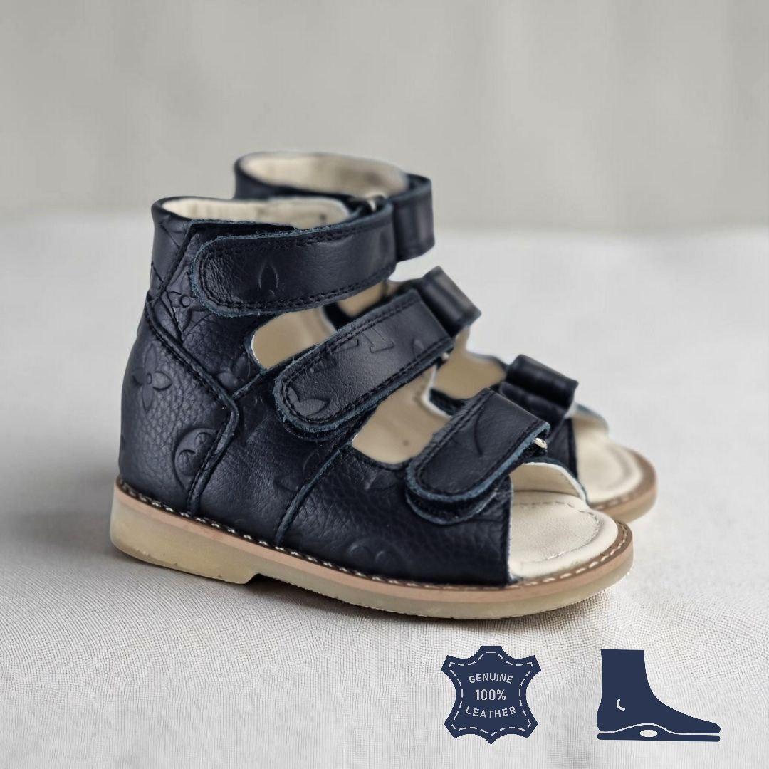 Дитячі високі ортопедичні босоніжки з фіксуючим задніком на липучках 20 розмір, фото 1