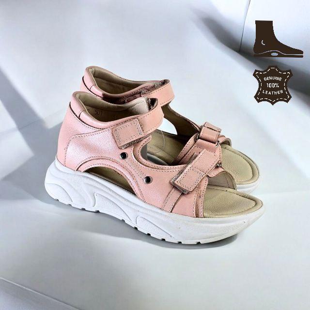 Дитячі шкіряні ортопедичні босоніжки на липучках на дівчинку 31 розмір, фото 1